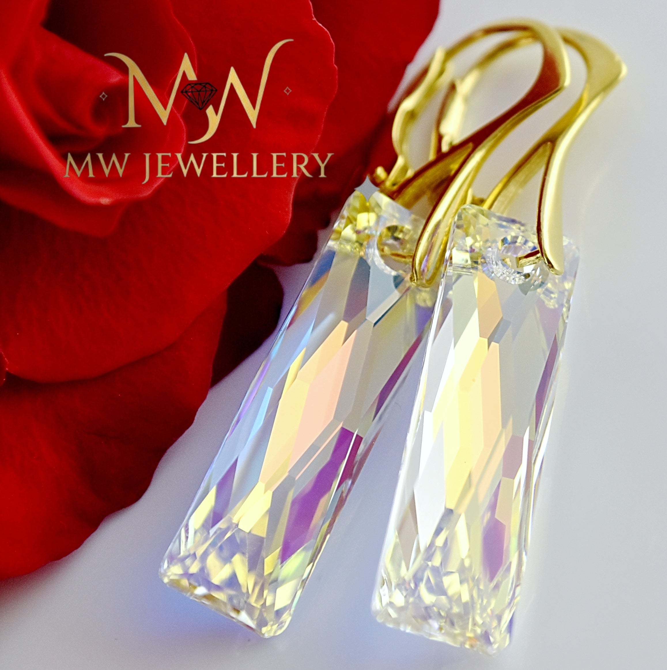 Kolczyki Queen Baguette - Crystal AB