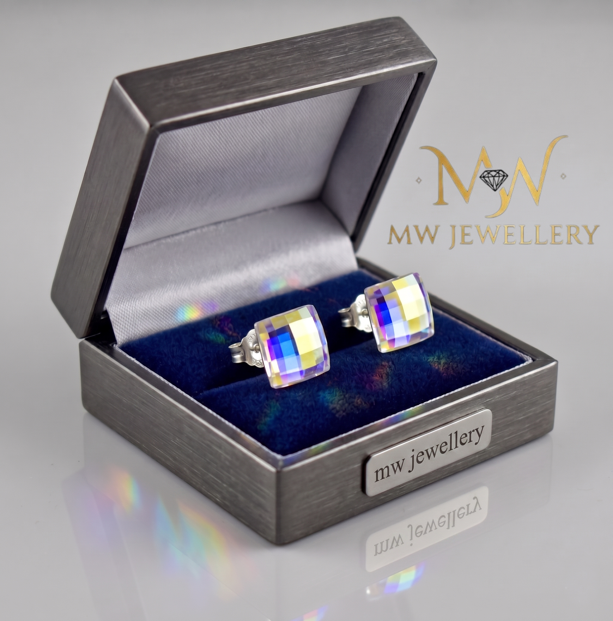 KOLCZYKI WKRĘTKI - crystal  Chessboard Swarovski®