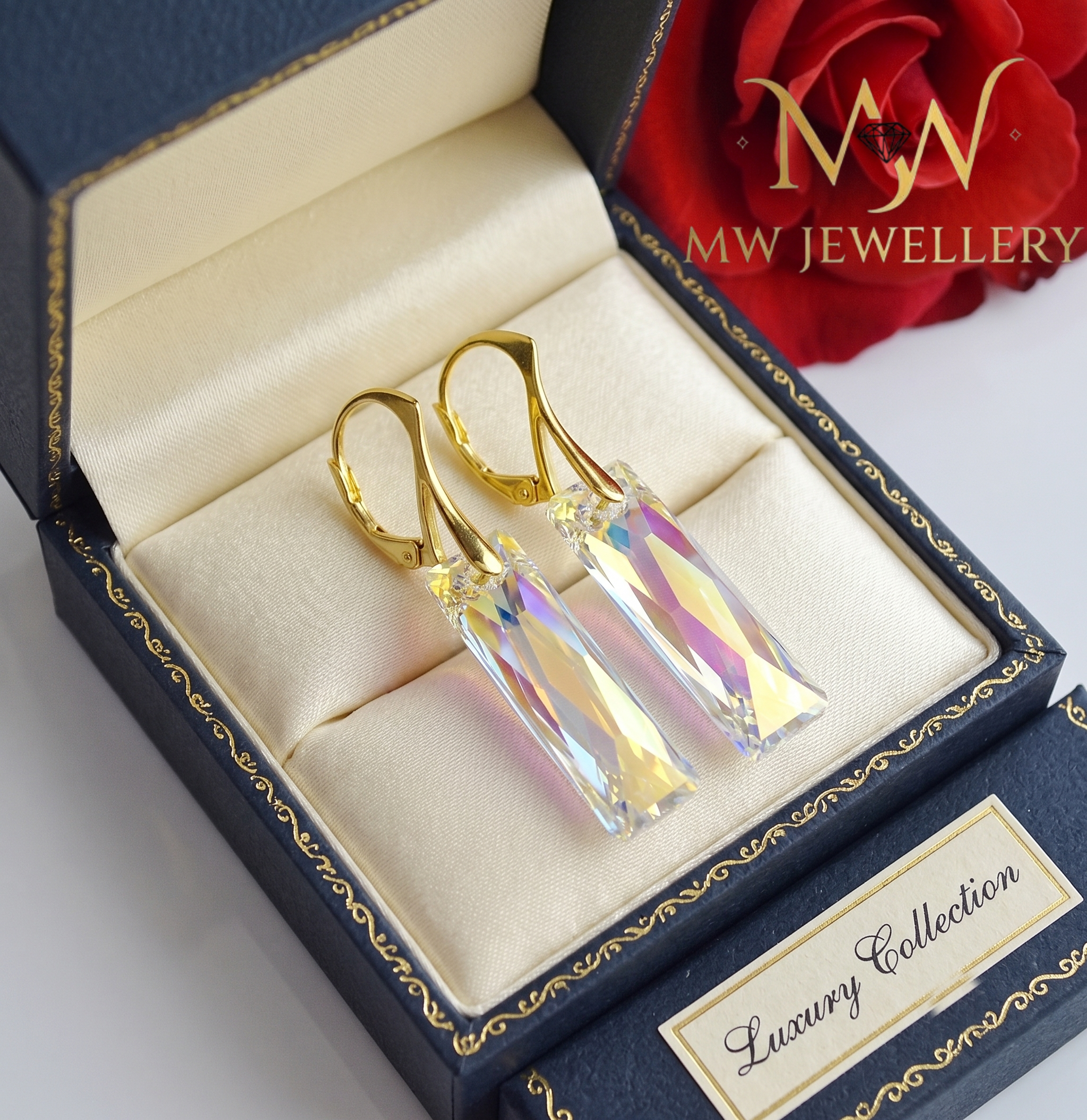 Kolczyki Queen Baguette - Crystal AB