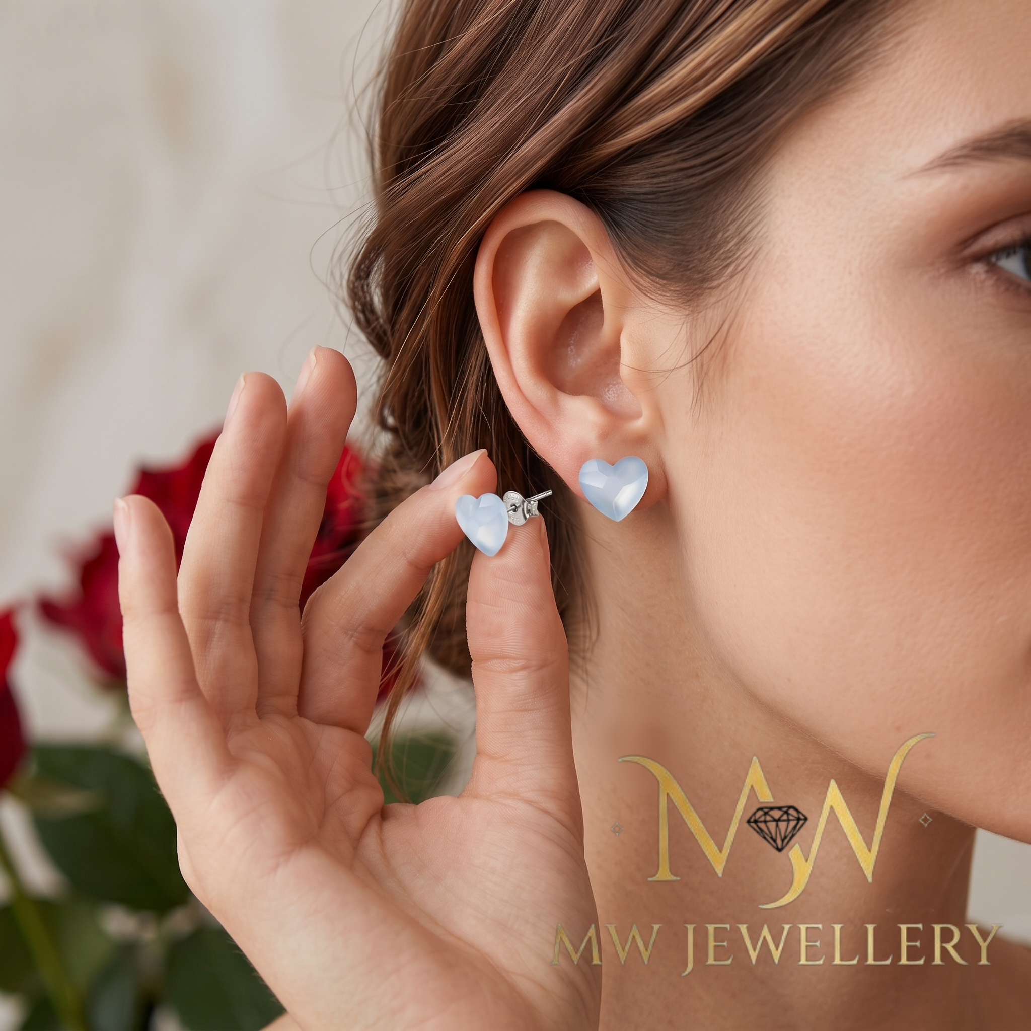 KOLCZYKI Wkrętki Swarovski serca
