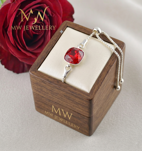 BRANSOLETKA  Square SCARLET crystal Swarovski®