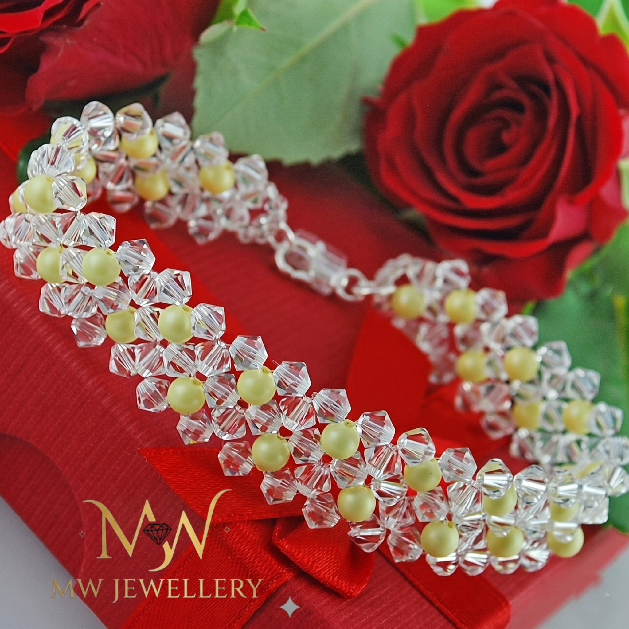 BRANSOLETKA PLECIONA BICONE crystal Swarovski®