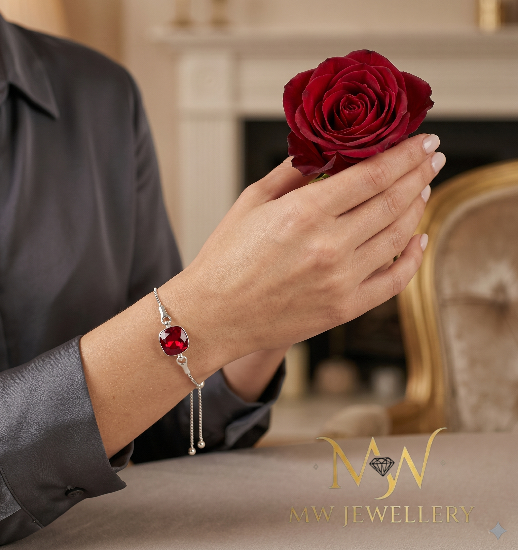 BRANSOLETKA  Square SCARLET crystal Swarovski®