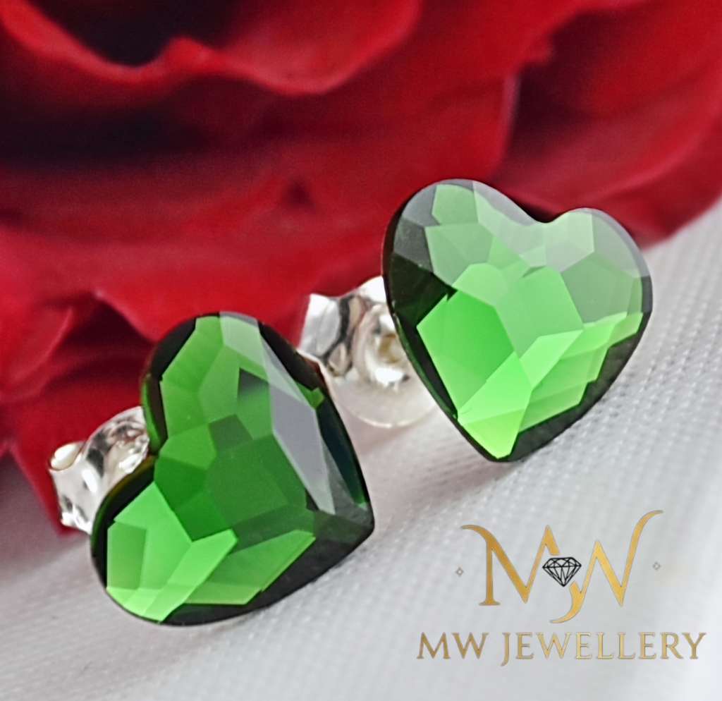 Kolczyki Serca Dark Moss Green