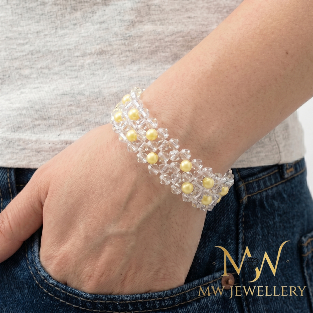 BRANSOLETKA PLECIONA BICONE crystal Swarovski®