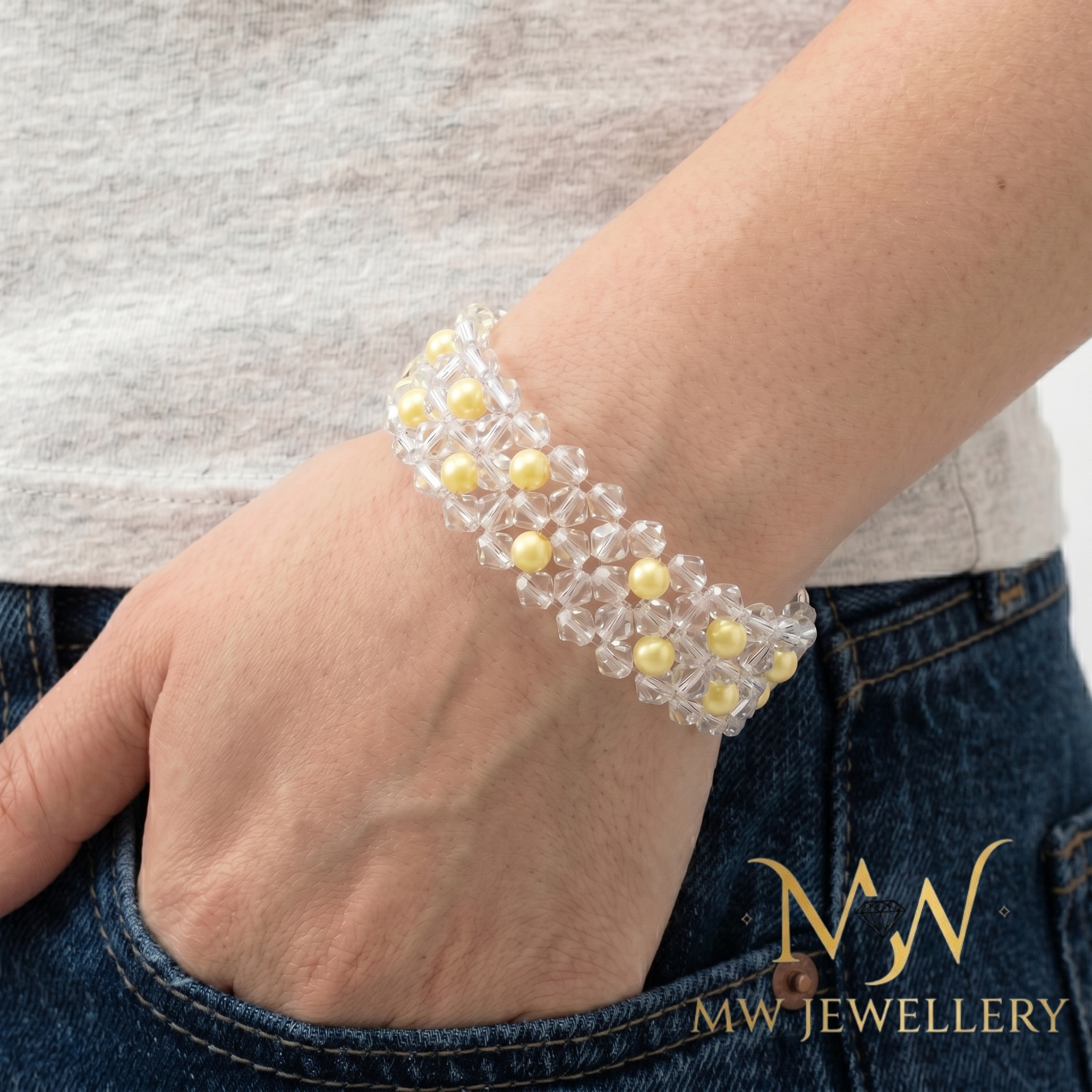 BRANSOLETKA PLECIONA BICONE crystal Swarovski®